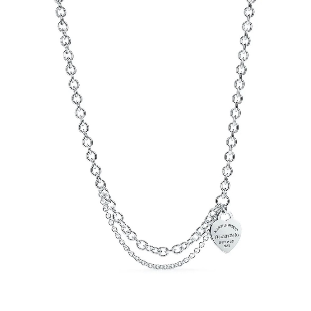Return To Tiffany Double Chain Heart Tag Necklace